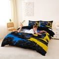 thumbnail image 2 of Castle Fairy Graffiti Monster Truck Duvet Cover Set for Teens, American Flag Print Bedding Full for Boys Bedroom, Red Blue,Black Reversible,3pcs,No Comforter, 2 of 6