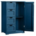 thumbnail image 6 of Ktaxon Wooden Bathroom Floor Cabinet, Side Storage Organizer with 4 Drawers, 1 Cupboard & 2-Shelves, Navy Blue, 6 of 24