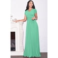 thumbnail image 2 of KOH KOH Long V-Neck Flowy Cap Short Sleeve V-Neck Bridesmaid Wedding Guest Party Formal Summer Sundress Tall Gown Maxi Dress Dresses For Women Light Emerald Green X-Large US 14-16 NT074, 2 of 7