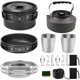 thumbnail image 1 of 1 juego de utensilios de cocina para acampar al aire libre, vajilla portátil para picnic para 2-3 personas (negro), 1 of 7