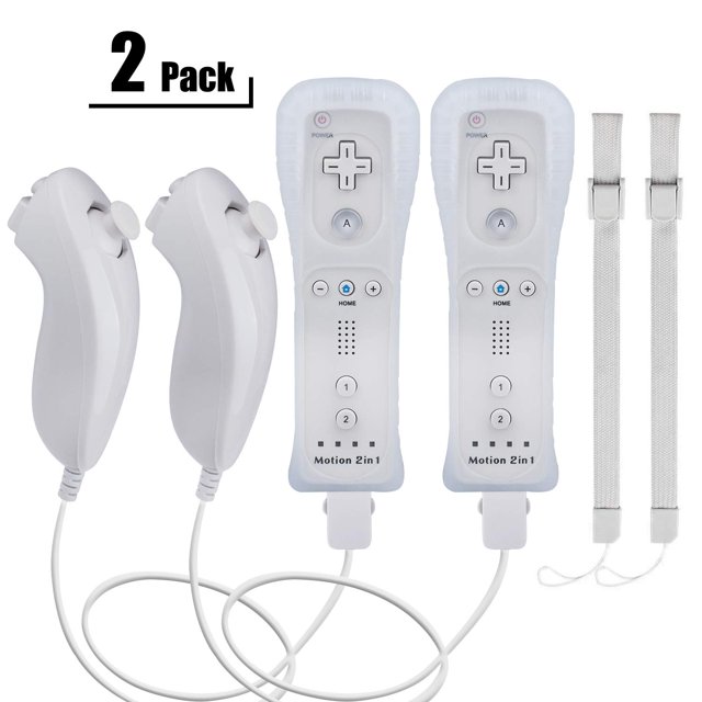Wii Remote Controller and Nunchuk, Wii Remote Plus Controller Motion Plus with Nunchuck Wii Remote Control Joystick Wii Remote Game Control with silicone cover, wrist strap for Wii / Wii u
