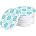 thumbnail image 1 of FMSHPON Mandala Pattern Aqua Green Texture Set of 4 Car Coaster for Drinks, Absorbent Ceramic Stone Coasters Cup Mat with Cork Base for Home Kitchen Room Coffee Table Bar Decor, 1 of 5
