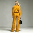 thumbnail image 4 of DORKASM Lounge Sets for Women V-Neck Tracksuit 2-Stripes Wide Leg Pants 2 Piece Outfit Women Sweatsuits with Pockets Orange XL, 4 of 4