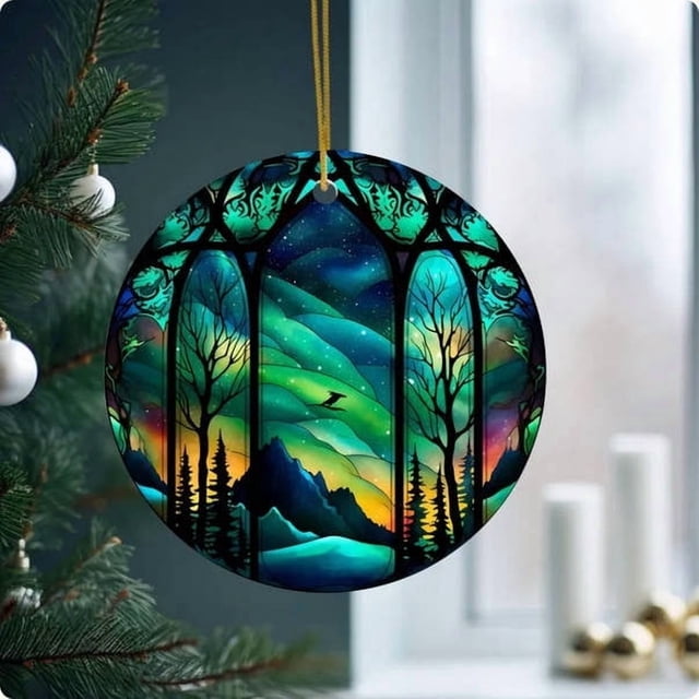 Christmas Tree Decorations,2D Circular Christmas Tree Ornament - Hanging Holiday Decoration for Festive Display