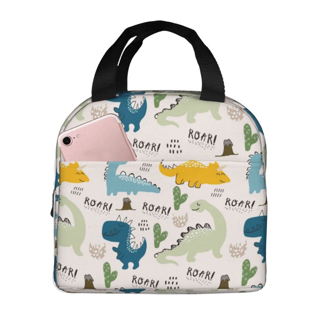 Balery Childish Dinosaur Bolsa de Almuerzo Aislada – Caja de Almuerzo con Papel de Aluminio Grueso, Mantiene la Comida Fresca por 4 Horas