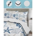 thumbnail image 4 of Quilts Twin XL Size, Navy Blue Coastal Soft Comforter Bedding Set for Bed, Summer Beach Coral Shell Ocean Lightweight Quilted Bedspread with Pillow Cover(2 Pieces) for All Season, 68x98 Inch, 4 of 6