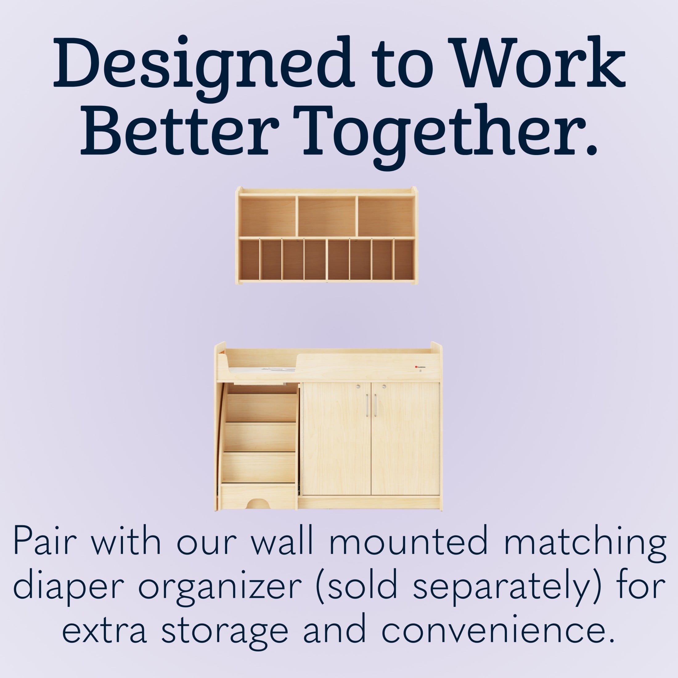 SafeStep Changing Table with Left Stairs - Durable Wood Changing Table for Childcare