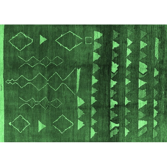 Ahgly Company Indoor Rectangle Oriental Emerald Green Industrial Area Rugs, 5' x 7'