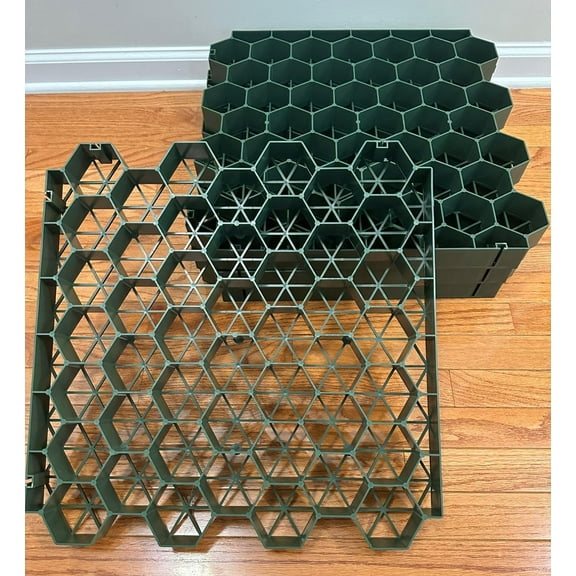Permeable Grass Pavers Grid Flat-Interlocked,HDPE Plastic Shed Base for Landscaping and Soil Reinforcement in Parking Lots,Driveways (4 Pieces/11 sq.ft.) (Army Green) Heavy Ultra Strong