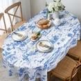 thumbnail image 2 of Vintage Blue Oval Tablecloth for Oval Table Smaller Than 54 x 78 inches, Waterproof Table Cloths for Dining Room Indoor Outdoor Table Cloth - 60x84in, 2 of 6
