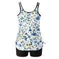 thumbnail image 4 of longantii Womens Swimsuits Tankini Two Piece Bathing Suits Floral Print Blouson Tank Tops Tummy Control Modest Swimsuits with High Waist Board Shorts Tankini Swimwear Blue M, 4 of 7
