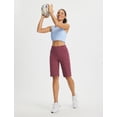 thumbnail image 6 of BALEAF Women's Bermuda Shorts 12" Long Knee Length Running Athletic High Waist Zipper Pocket Quick Dry Loose Fit Wine Red M, 6 of 7