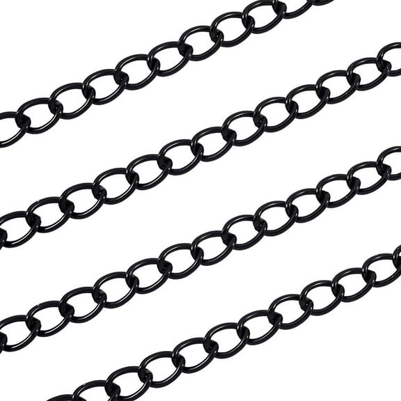 1 set Yilisi Aluminium Twisted Chains Curb Chains Unwelded with Spool Electrophoresis Black 18x13x2.5mm 16.4 Feet(5m)/roll
