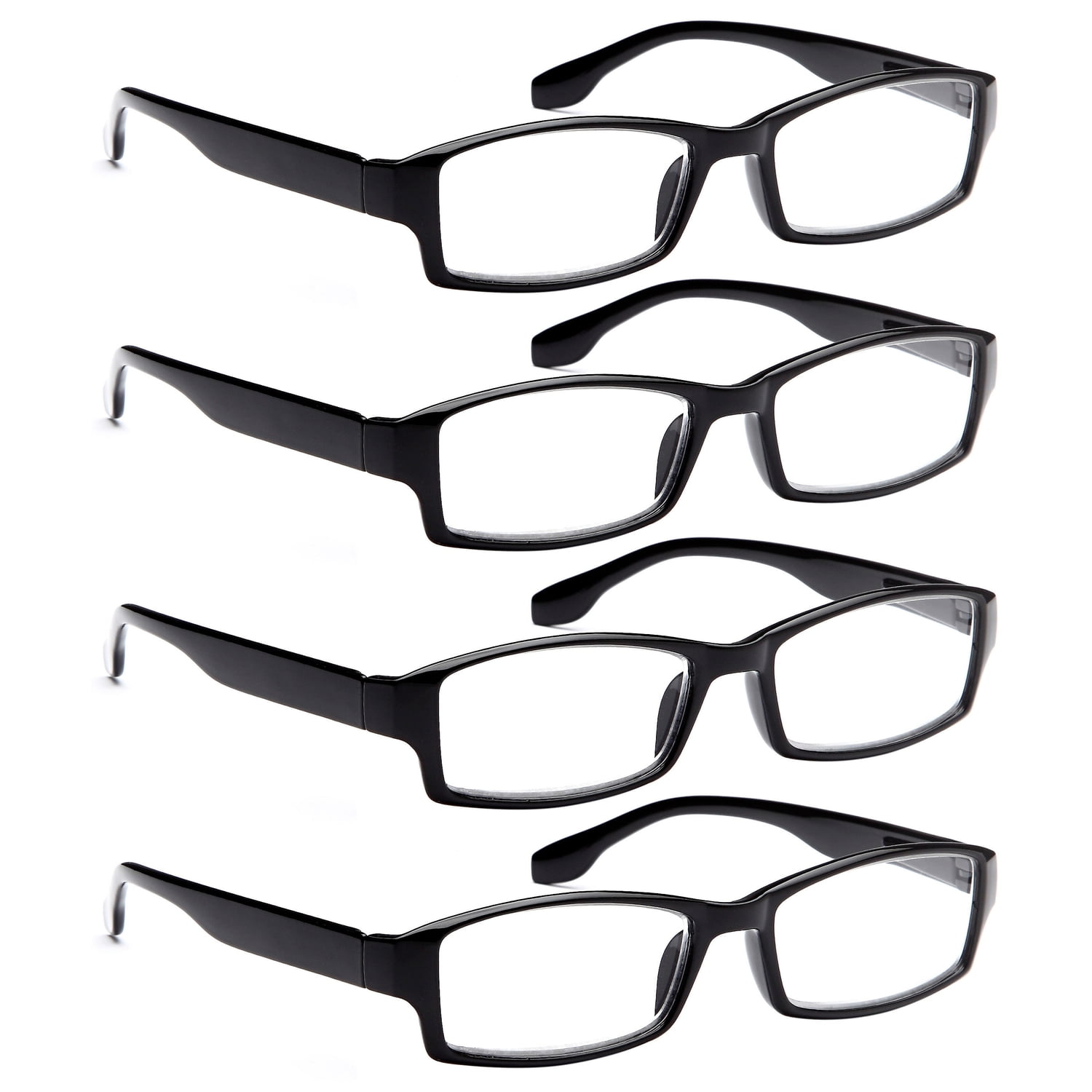 LL 2 Pack Unisex Rectangle Reading Glasses Silver Stripe Accent