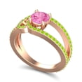 thumbnail image 2 of 2.50 Carat Elegant Round Cut Pink Sapphire & Peridot Gemstone Anniversary Ring for Ladies Solid 14K Rose Gold Size 7.5 by Diamond-Capitals, 2 of 8