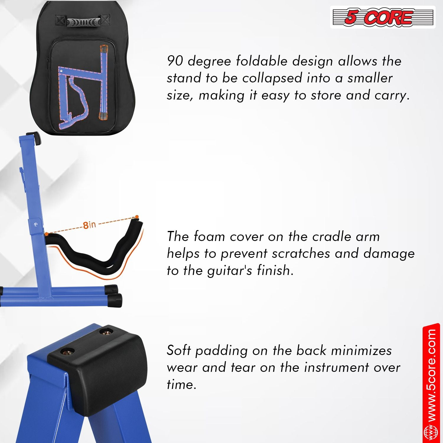 Guitar Stand A Frame Shape w Soft Foam Arm Non Slip Rubber for Acoustic Electric Bass Ukulele