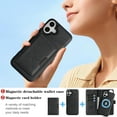 thumbnail image 3 of Allytechgroup 3 in 1 Wallet Case for Apple iPhone 16, Detachable Back Cover & Cards Holder Compatible with Mag-safe Shockproof RFID Blocking Stand Phone Case for iPhone 16, Black, 3 of 8