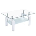 thumbnail image 5 of Glass Center Table for Living Room, Clear Rectangle Coffee Table with Lower Shelf, Modern Rectangle Side Coffee Table with Metal Legs, 43.3"x27.6"x17.9" Center Table Sofa Table, Easy Assembly, LLL4183, 5 of 10