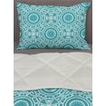thumbnail image 3 of Boho Comforter & Sham Bedding Set, Continuous Abstract Pattern with Modern Mandala Effect Monochrome, 3 pcs Duvet Set Microfiber Filling Quilt, 5 Sizes, Dark Seafoam and White, by Ambesonne, 3 of 4