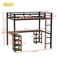 thumbnail image 3 of Full Loft Bed with L-Shaped Desk,Heavy Duty Metal Loft Bed Frame with Ladder and Shelf for Kids, Adults, Space Saving Design,Black, 3 of 8