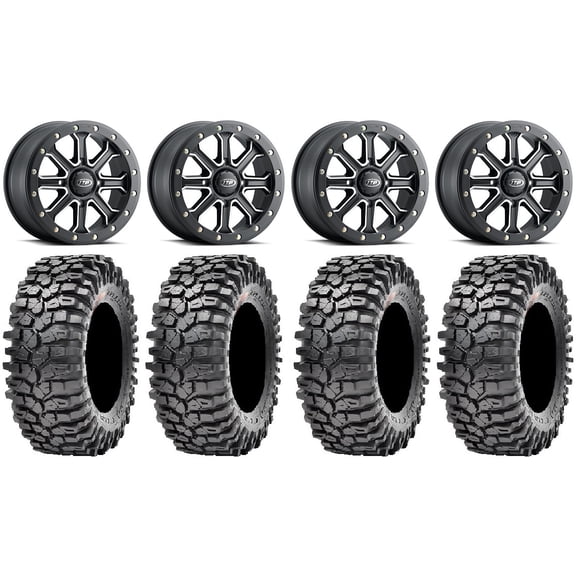 ITP Inertia Bdlk 14" Wheels Bk  40mm 30" Roxxzilla Tires Sportsman RZR Ranger