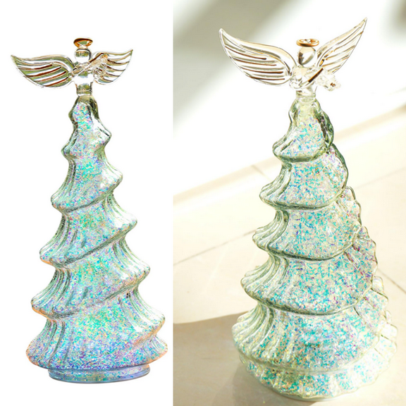 Glass Christmas Tree Xmas Trees Decorations Table TopCenterpiece Mantel Window Home Decor