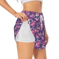 thumbnail image 3 of Lsque cool Skull flower colorful Printed Women's Running Shorts with Liner Pockets,Elastic Quick Dry Workout Athletic Gym Yoga Shorts,Womens High Waist Shorts-Medium, 3 of 9