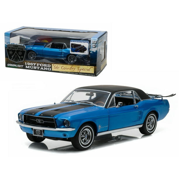 Greenlight 1967 Ford Mustang Coupe Ski Country Spécial Vail Bleu 1/18 Voiture Miniature