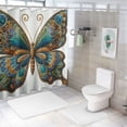 thumbnail image 7 of Awypu Luxury Style Butterfly Digital Print with Leaf Pattern Waterproof Shower Curtain for Bathroom Decoration White, 7 of 7