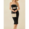 thumbnail image 6 of Caoirhny Women Tube Dress, Strapless Backless Hollowed Striped Patchwork Long Dress Clubwear, 6 of 9