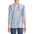 thumbnail image 3 of Como Blu Women's V-Neck Long Sleeve Top with Ruffle Edges, 3 of 5