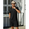 thumbnail image 3 of COOFANDY Mens Tracksuit Casual 2 Piece Quarter Zip Polo Shirt and Shorts Set Athletic Jogging Sports, 3 of 9