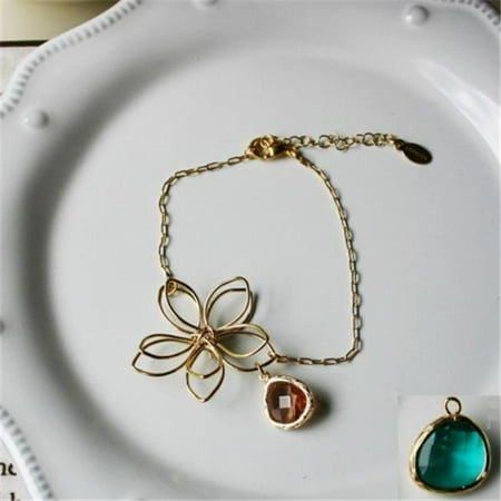 Rebecca FBSGS Flower Wire Bracelet - Gold-Sapphire