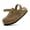 Brown, variant on Kids Suede Clogs for Girls Boys Cork Footbed Sandals Potato Shoes Leather Toddler Slip On Slippers Mules with Adjustable Buckle