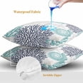 thumbnail image 4 of Teal Navy Blue Coastal Throw Pillow Covers 18x18 Inch Set of 2, Summer Beach Coral Shell Ocean Waterproof Outdoor Pillow Covers, Decorative Cushion Pillowcases for Couch, Sofa, Bed, Garden, Patio, 4 of 9
