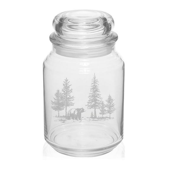 26 oz Glass Candy Jar Apothecary Storage Jar Gift Bear In The Forest