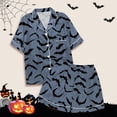 thumbnail image 5 of Tisuna Halloween Short Sleeve Pajamas Set For Kids Girls Bat Print Collared Tops And Shorts Pjs Set Loose Fit Casual Kids Halloween 2 Pieces Loungewear For Age 2-13 Years, 5 of 5