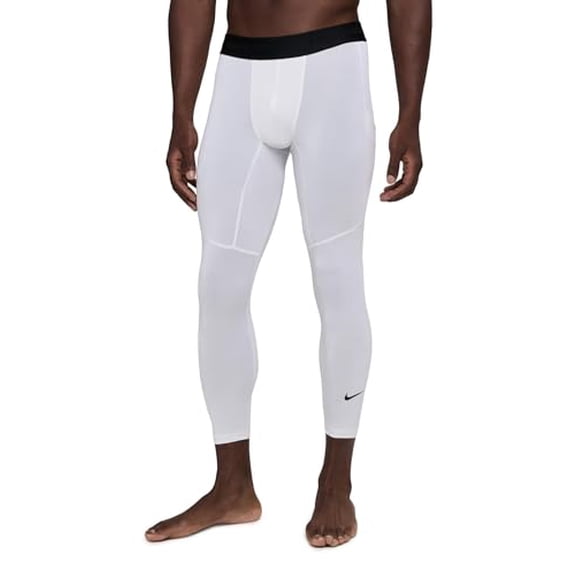 Nike Men's Pro Dri 3/4-Length Fitness Tights, White/Black
