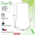 Simax Glassware Clear Glass Pitcher 2.6 Quart. Borosilicate Glass
