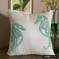 thumbnail image 3 of The HomeCentric White Decorative Pillow Cover Beaded Sea Horse Beach Ocean Theme Nautical Pillow Cover Pillow Cover Pack of 2 14x14 inch (35x35 cm) Silk Pillow Floral Mediterranean Sea-Sea Horse Aqua, 3 of 11
