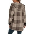 thumbnail image 6 of Pincandy Womens Plus Size Flannel Plaid Shirts Long Sleeve Lounge Lapel Boyfriend Button Down Tartan Long Jacket Coats, 6 of 7