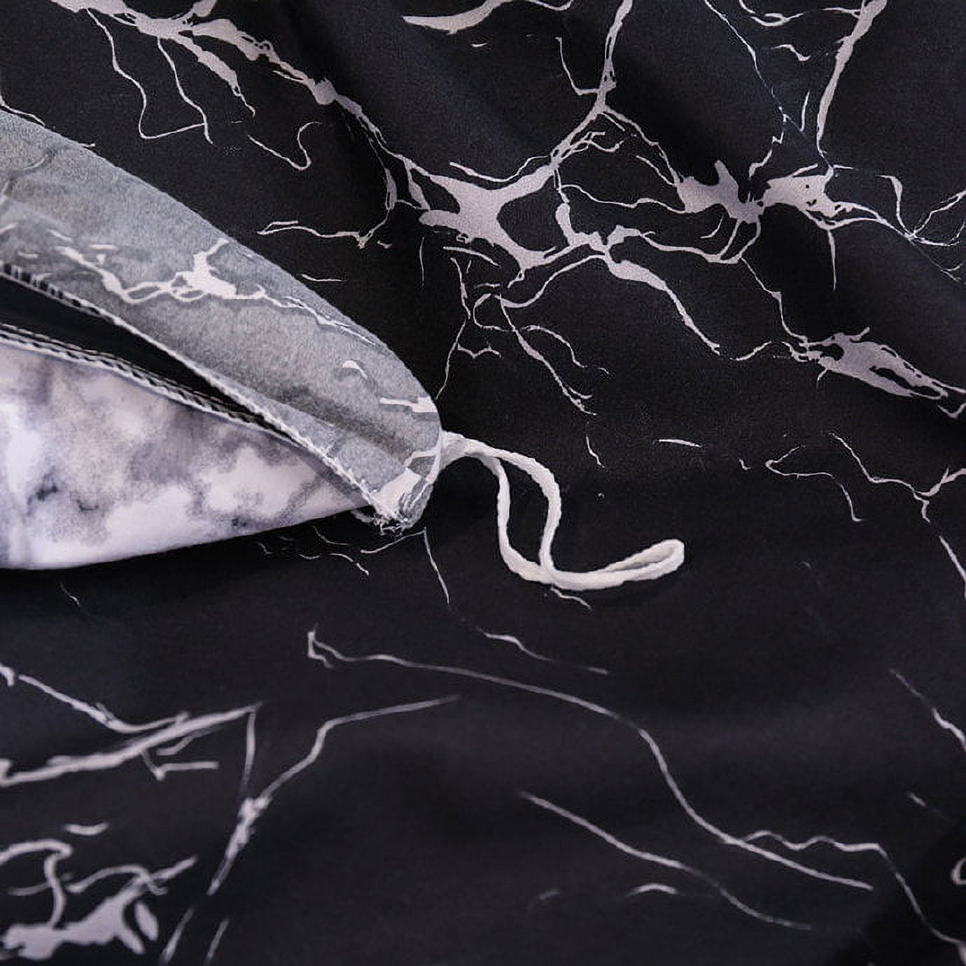 3 Pcs King Boho Duvet Cover, Black Marble Pattern Printed Bohemian Comforter Cover Bedding Set