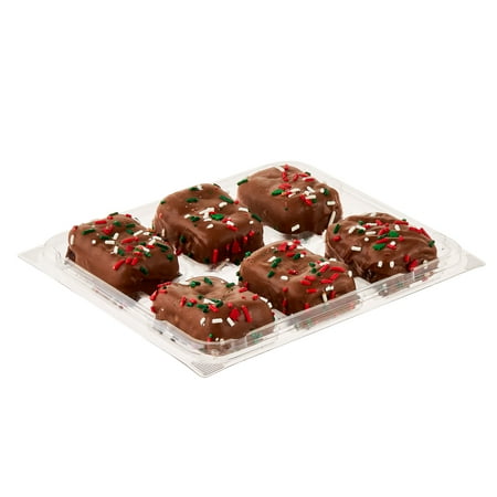 Freshness Guaranteed Holiday Enrobed Brownies, 7.4 oz, 6 Count, Mini, Baked, Chewy, Moist Sweet Dessert