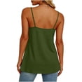 thumbnail image 7 of Tqcoqu Women's Crewneck Spaghetti Strap Pleated Ruffle Hem Sleeveless Cami Tank Peplum Top,Army Green Women's S-XXL, 7 of 7