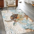 thumbnail image 2 of 4'x6' Area Rugs, Sea Turtle Coastal Indoor Outdoor Area Rug for Living Room Bedroom, Nautical Starfish Botanical Ocean Washable Bathroom Rugs Kitchen Floor Carpet Mats Home Decor Aesthetic, 2 of 8