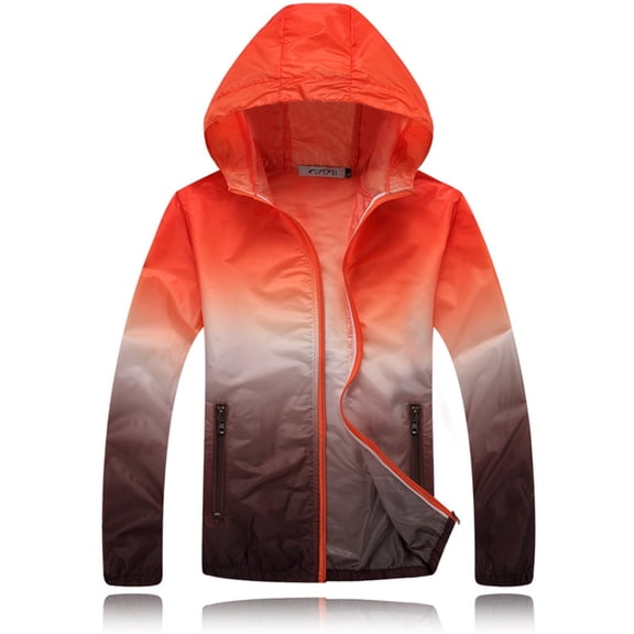 Brown Outdoor Hooded Windproof Coat, Nylon,Spandex Long Sleeve Top Coat, Women Solid Rain Jacket Outdoor Plus Size Hooded Windproof Loose Coat Water Proof Raglan Cuff Storage Bag, S