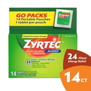 Zyrtec 24 Hour Allergy Relief Tablets, Cetirizine HCl, 14 Ct, (14 x 1 Ct)