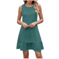 thumbnail image 2 of Xunlbb Womens Summer Dresses Women's Fashion Solid Sleeveless Round-Neck Patchwork Dress Beach Vacation Clothes for Women Size S-2XL, 2 of 7