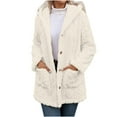 thumbnail image 3 of Wiyuqeen Plush Fleece Sherpa Jacket Women Winter Coats Button-Up Hoodie Long Sleeve Winter Jacket Solid Fuzzy Ourwear with Pockets, 3 of 10