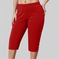 thumbnail image 1 of zaveiop Plus Size Yoga Pants for Women Casual Elastic Waisted Compress Stretchy Pant Solid Color Skinny Comfy Oversize Cropped Pant (Z-Red, M), 1 of 1